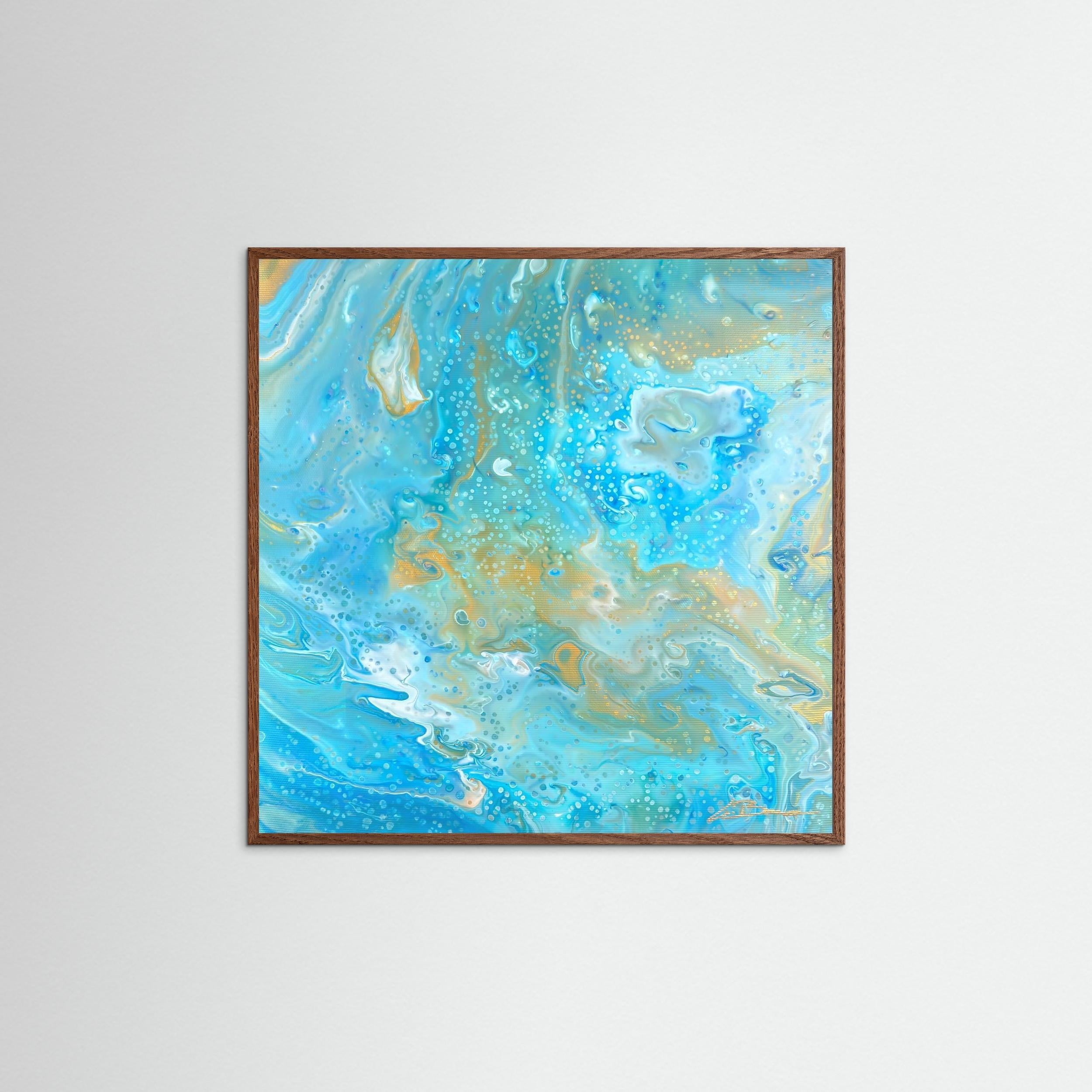 Kunstwerk "Karibik IV" - Poster-Druck im Holz-Rahmen