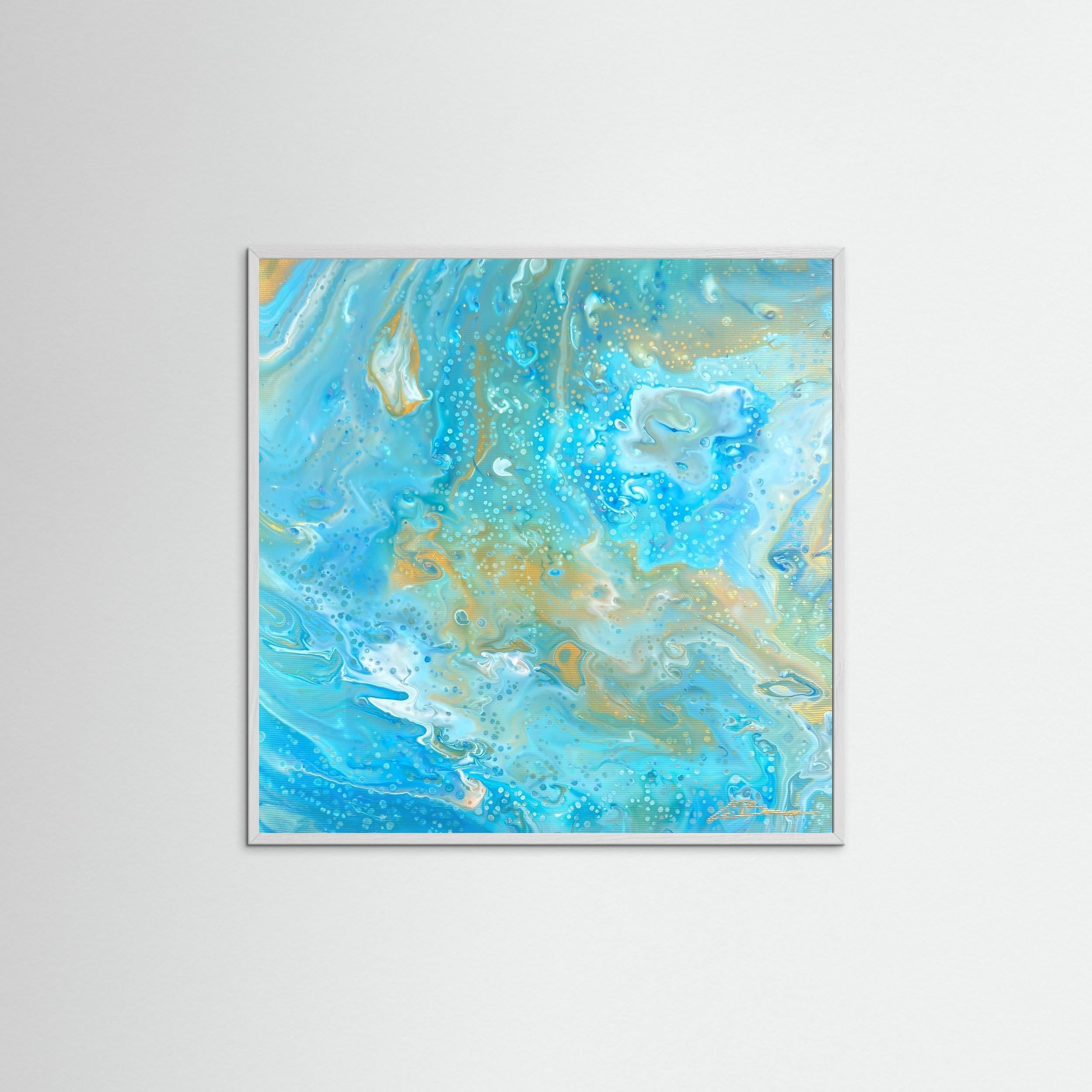 Kunstwerk "Karibik IV" - Poster-Druck im Holz-Rahmen