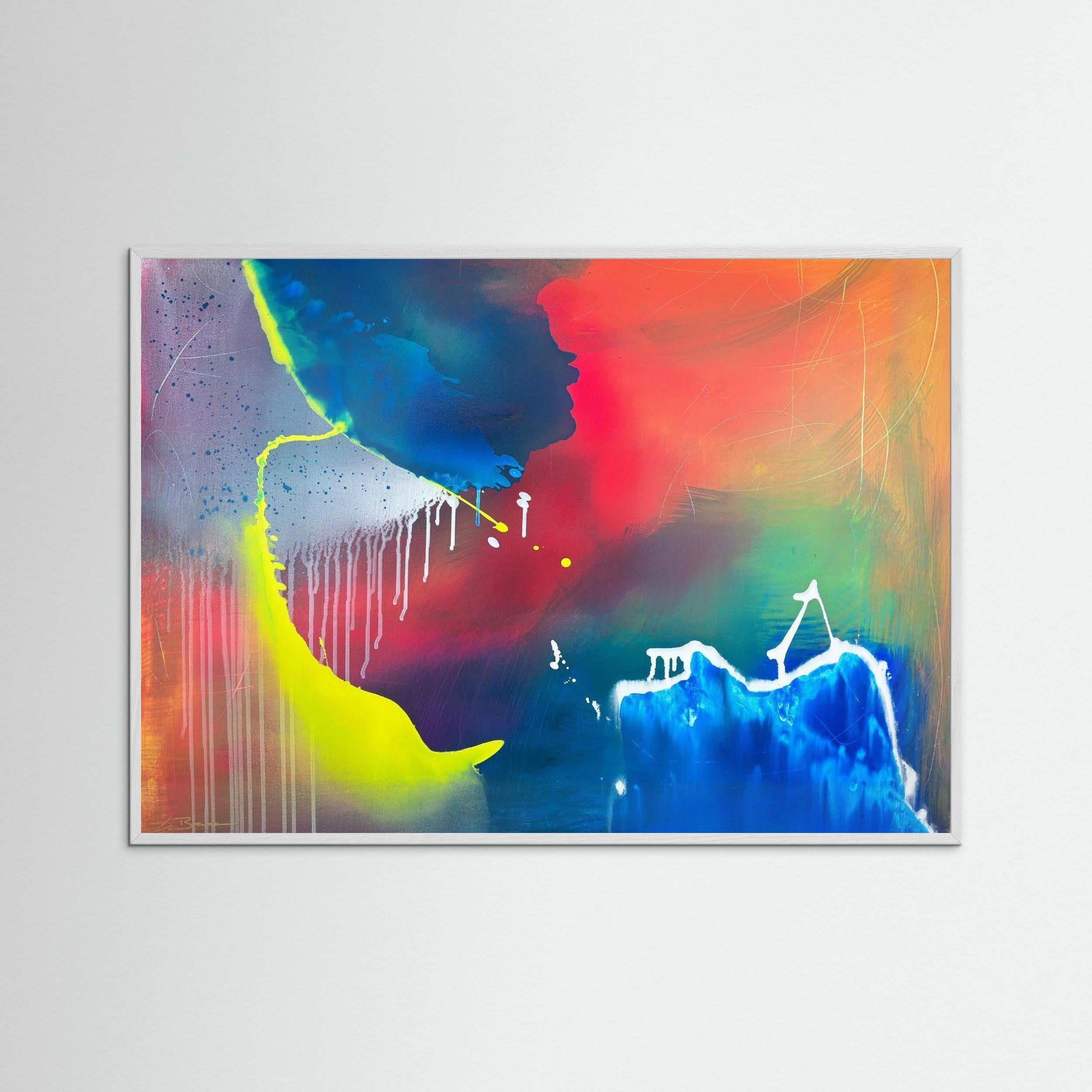 Kunstwerk "The Ozean" - Poster-Druck im Holz-Rahmen