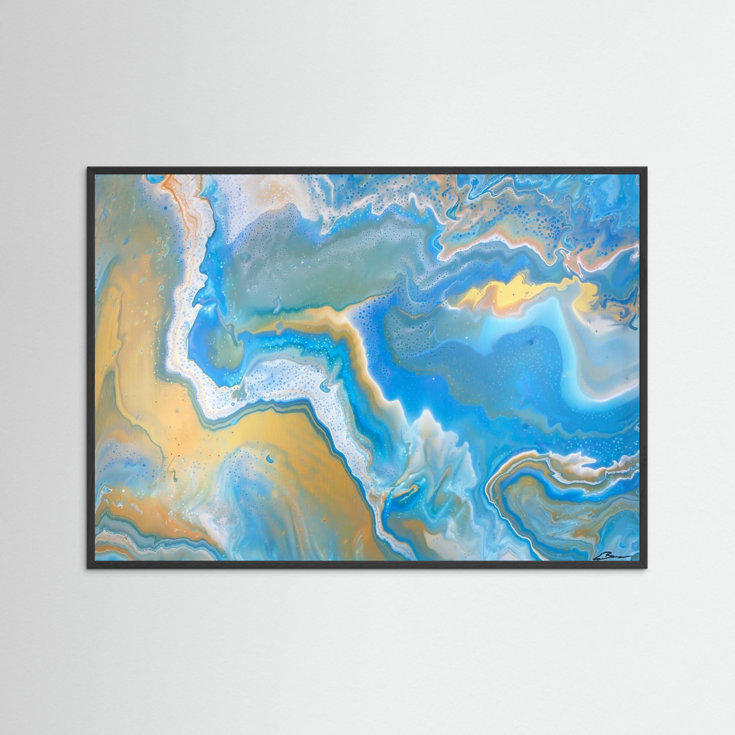 Kunstwerk "Karibik I" - Poster-Druck im Holz-Rahmen