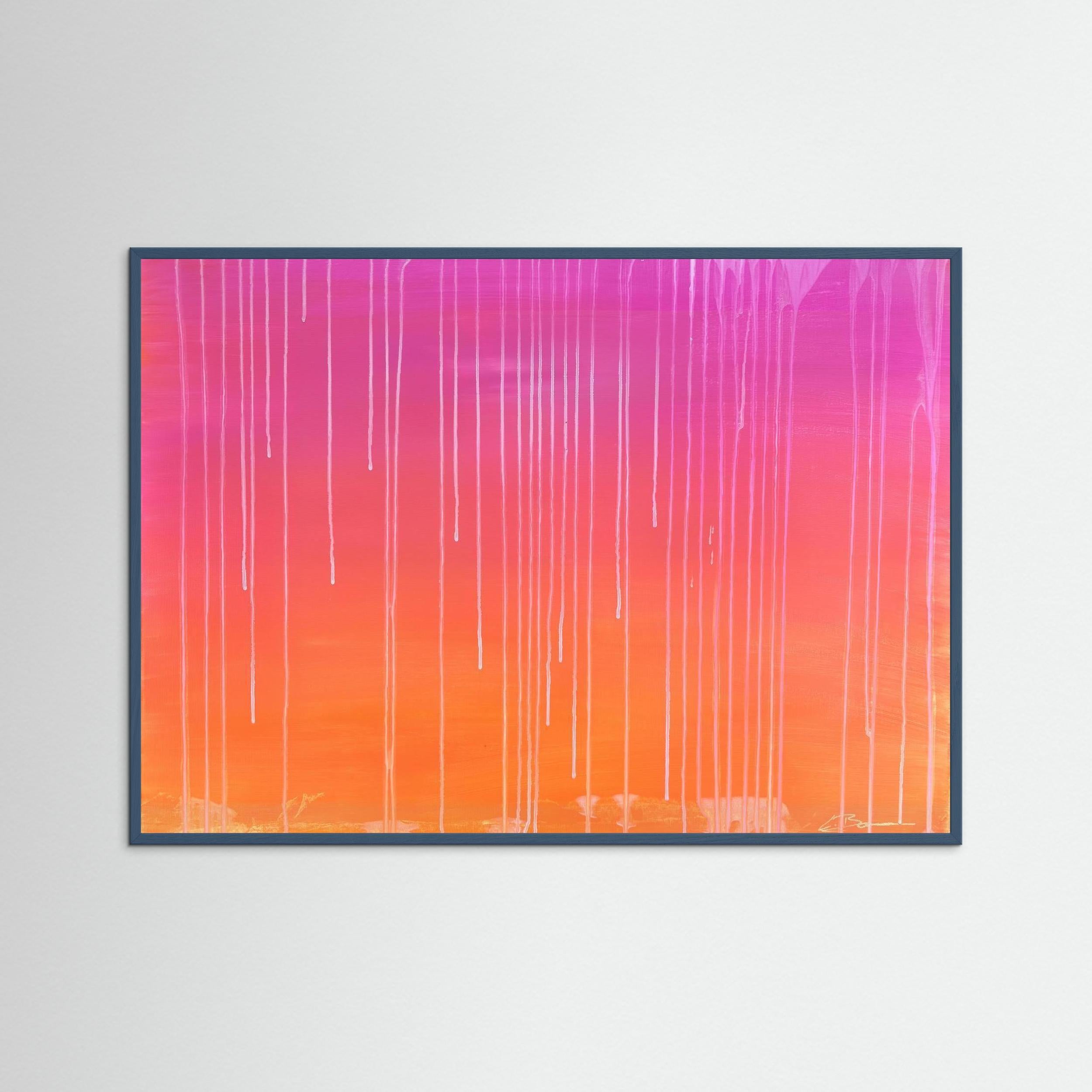 Kunstwerk "Sunset" - Poster-Druck im Holz-Rahmen