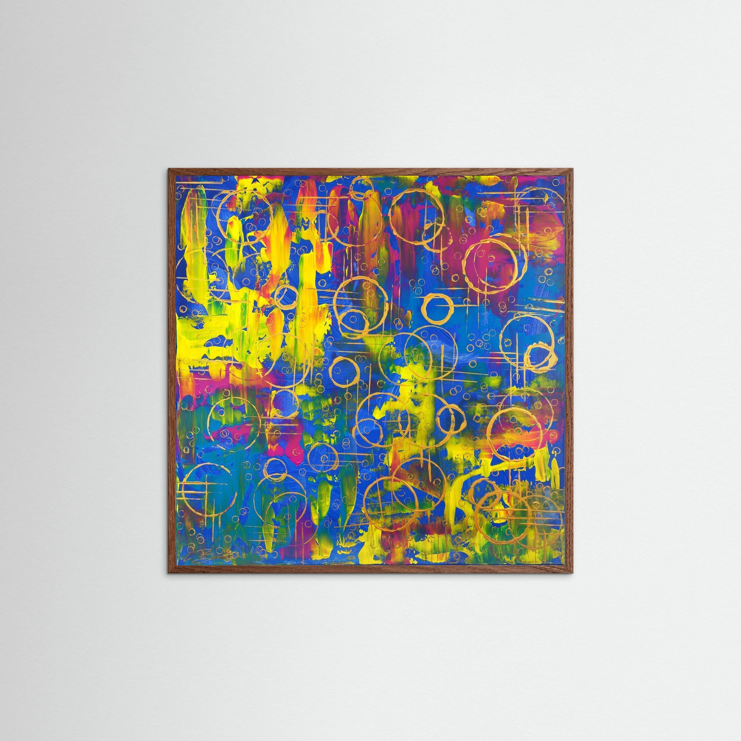 Kunstwerk "Dreaming in Bubbles" - Poster-Druck im Holz-Rahmen