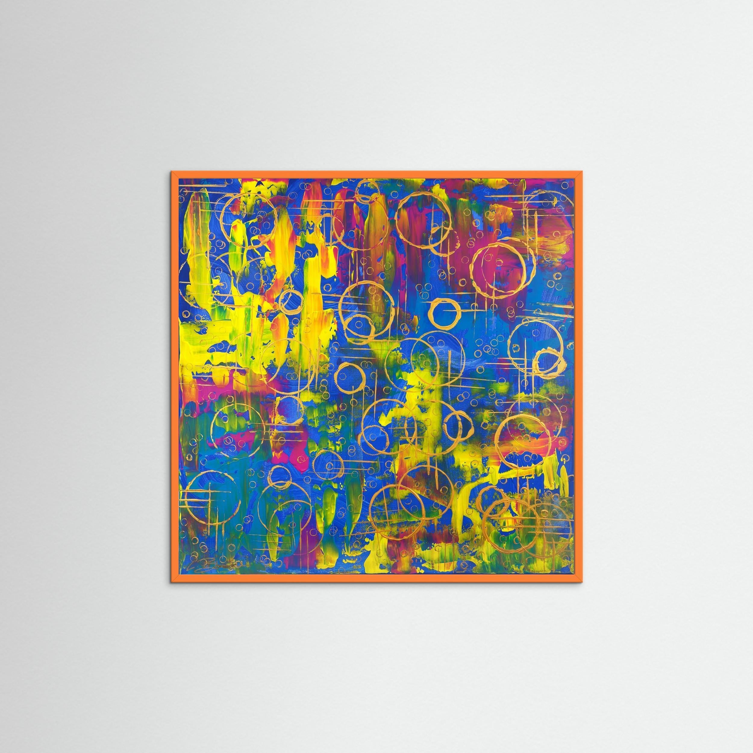 Kunstwerk "Dreaming in Bubbles" - Poster-Druck im Holz-Rahmen