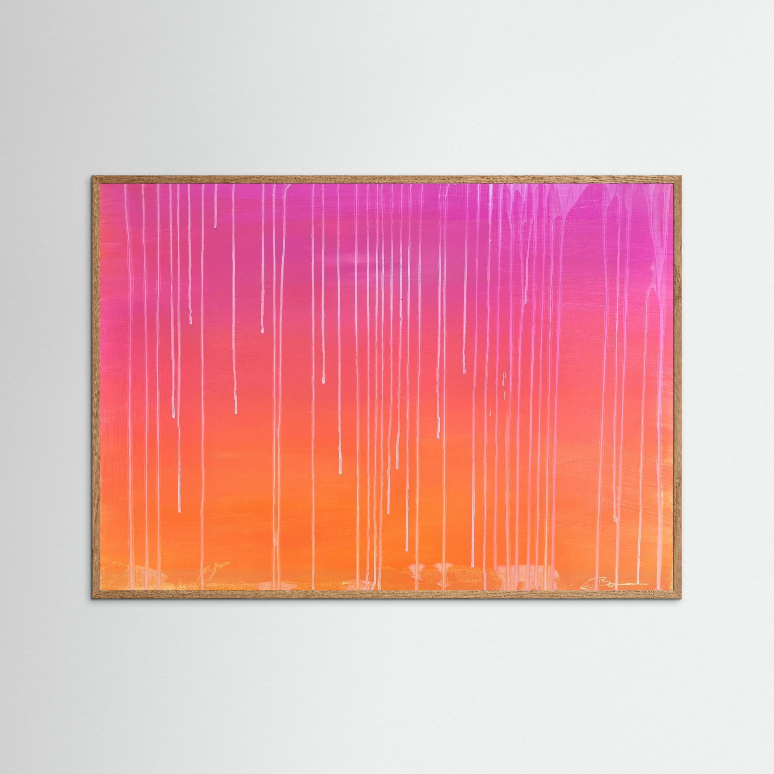 Kunstwerk "Sunset" - Poster-Druck im Holz-Rahmen