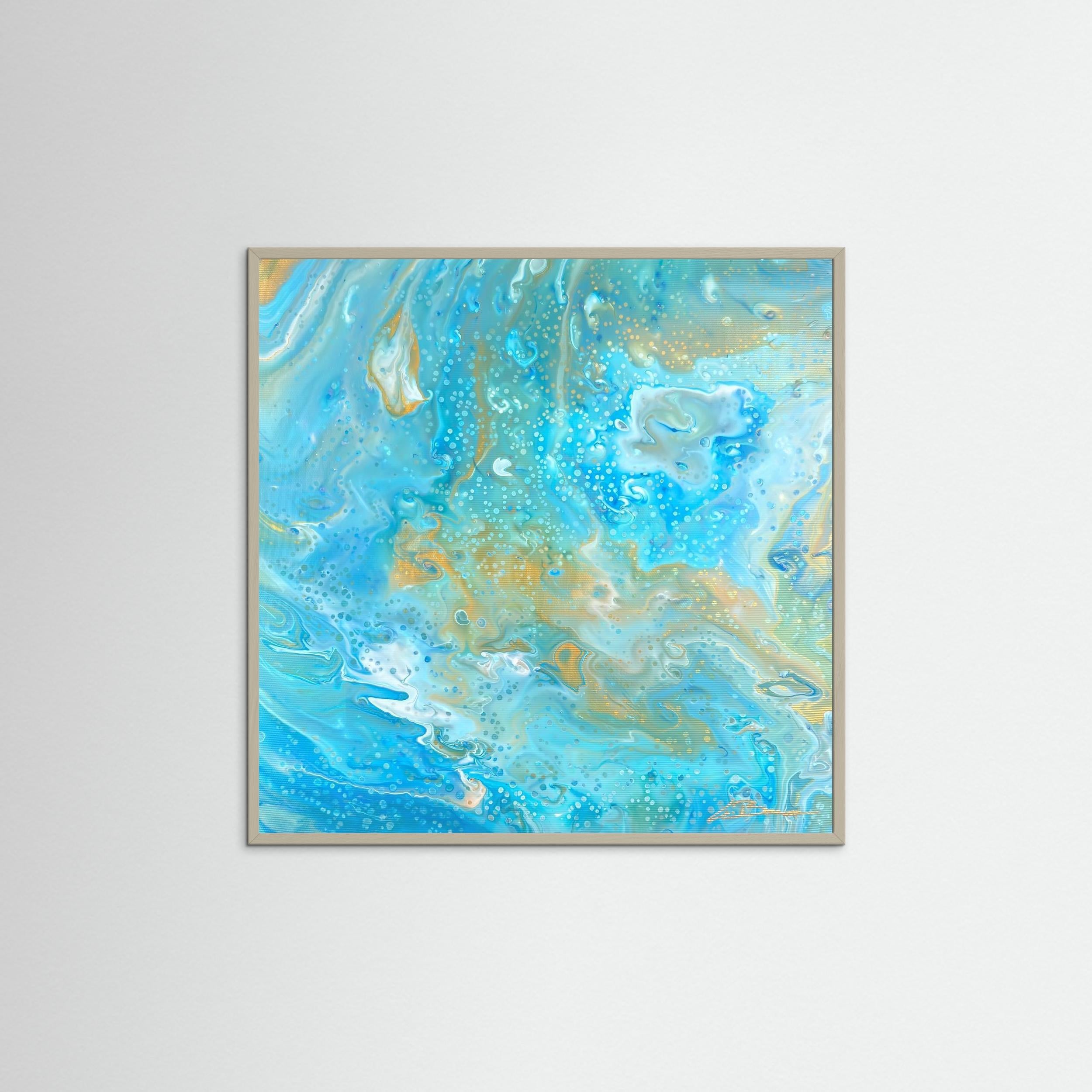 Kunstwerk "Karibik IV" - Poster-Druck im Holz-Rahmen