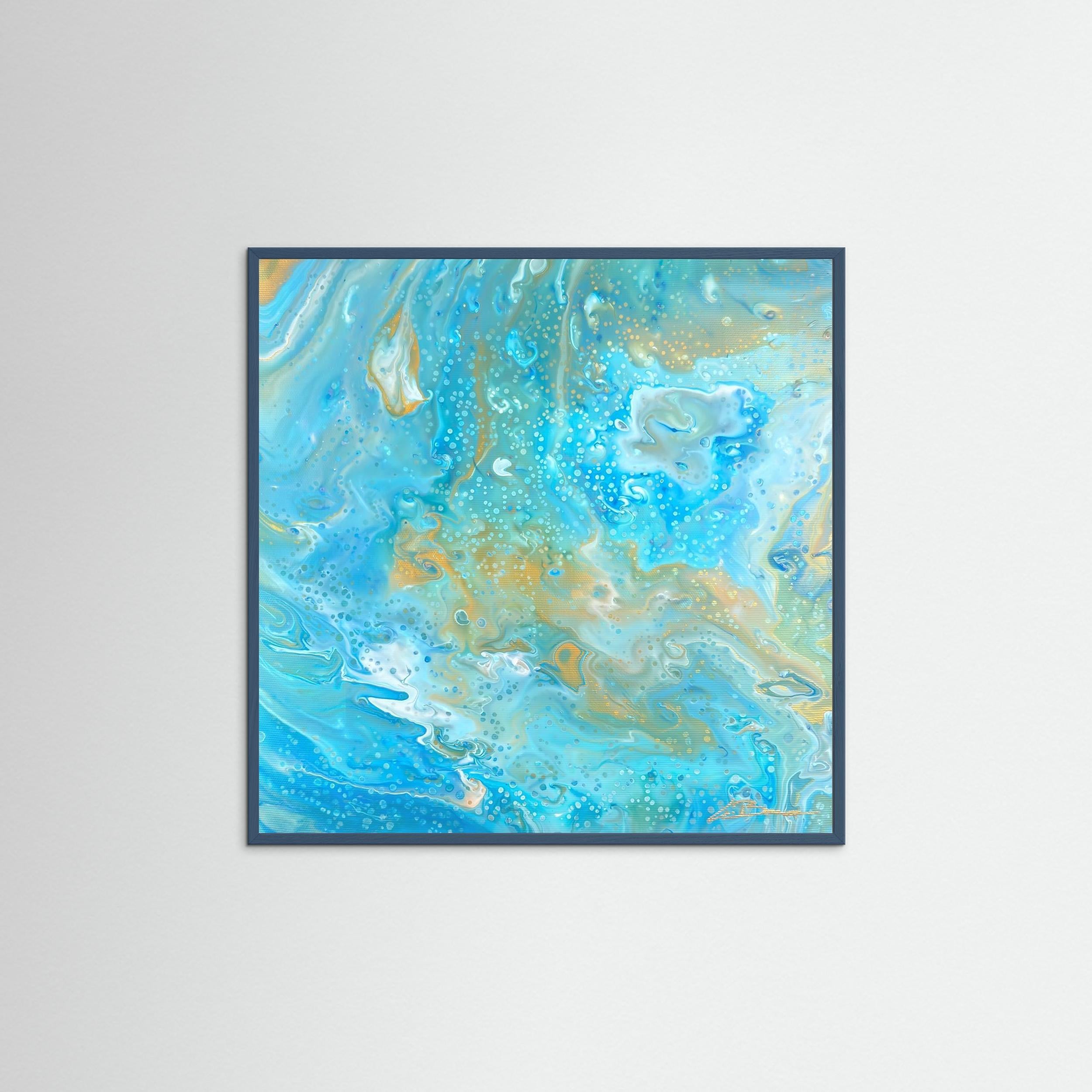 Kunstwerk "Karibik IV" - Poster-Druck im Holz-Rahmen