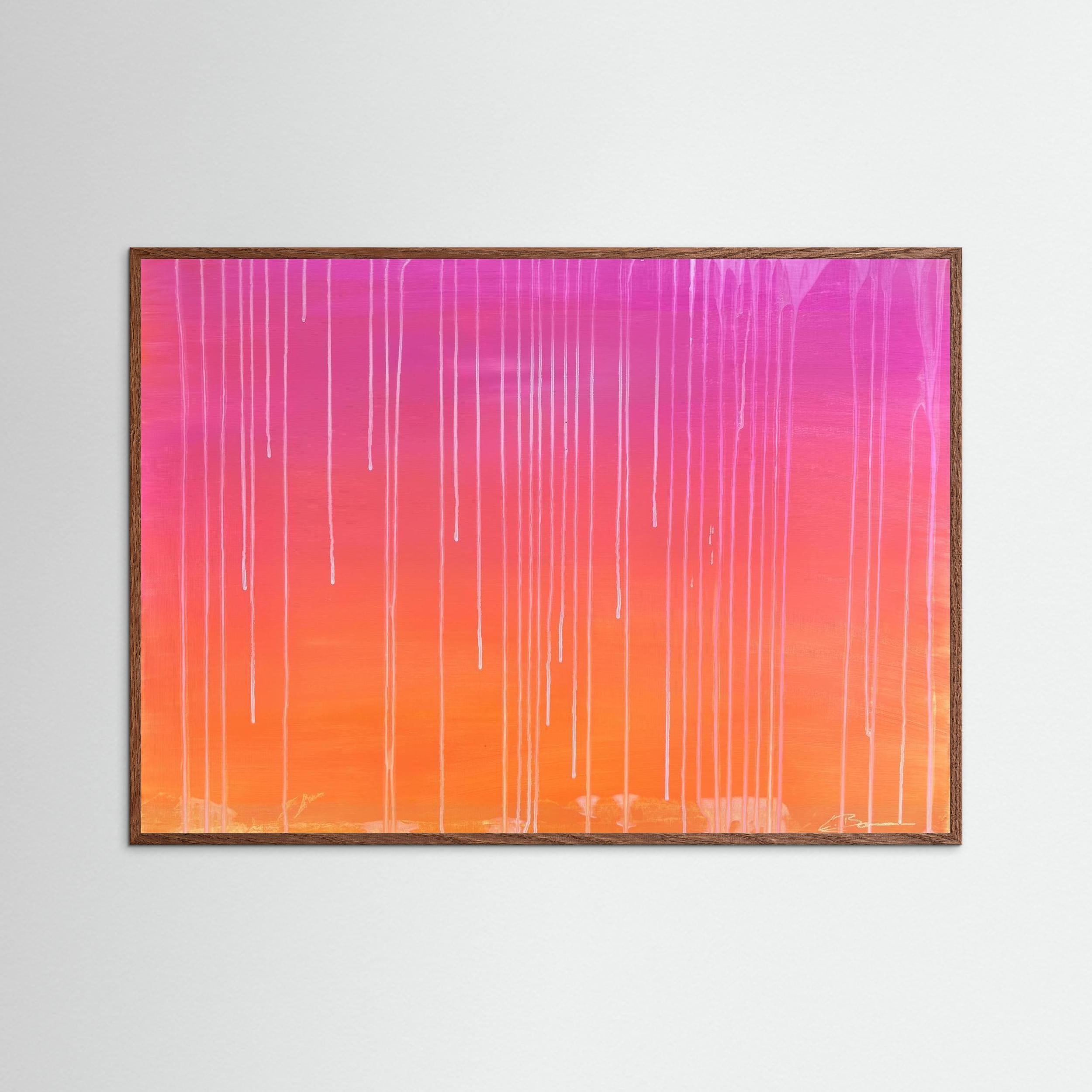 Kunstwerk "Sunset" - Poster-Druck im Holz-Rahmen