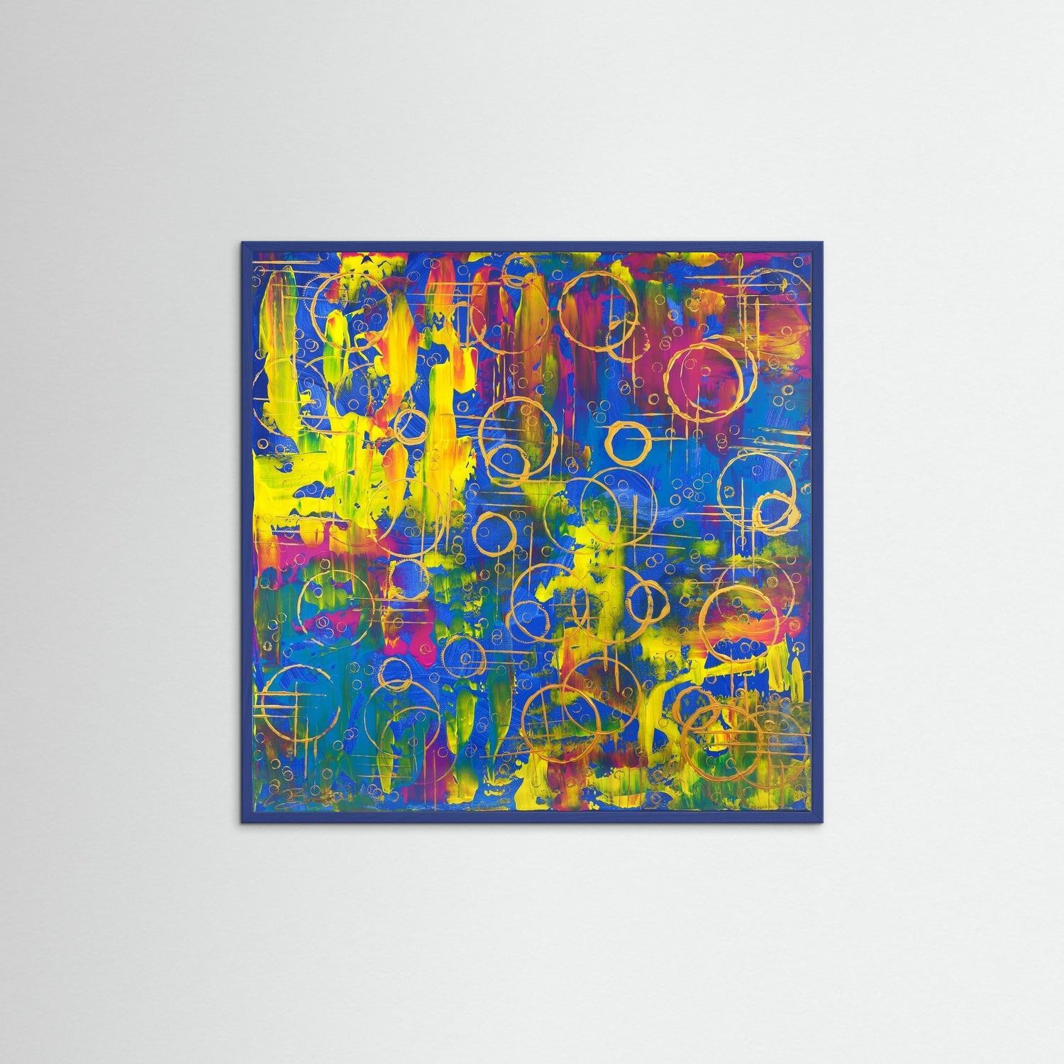 Kunstwerk &quot;Dreaming in Bubbles&quot; - Poster-Druck im Holz-Rahmen