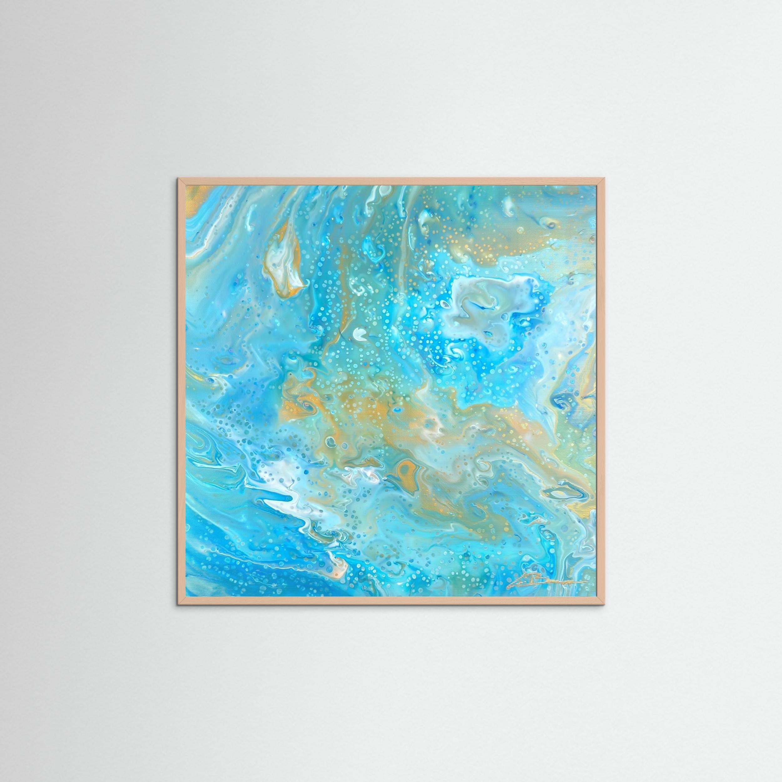 Kunstwerk &quot;Karibik IV&quot; - Poster-Druck im Holz-Rahmen