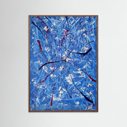 Kunstwerk &quot;Tanz der Galaxien&quot; - Poster-Druck im Holz-Rahmen