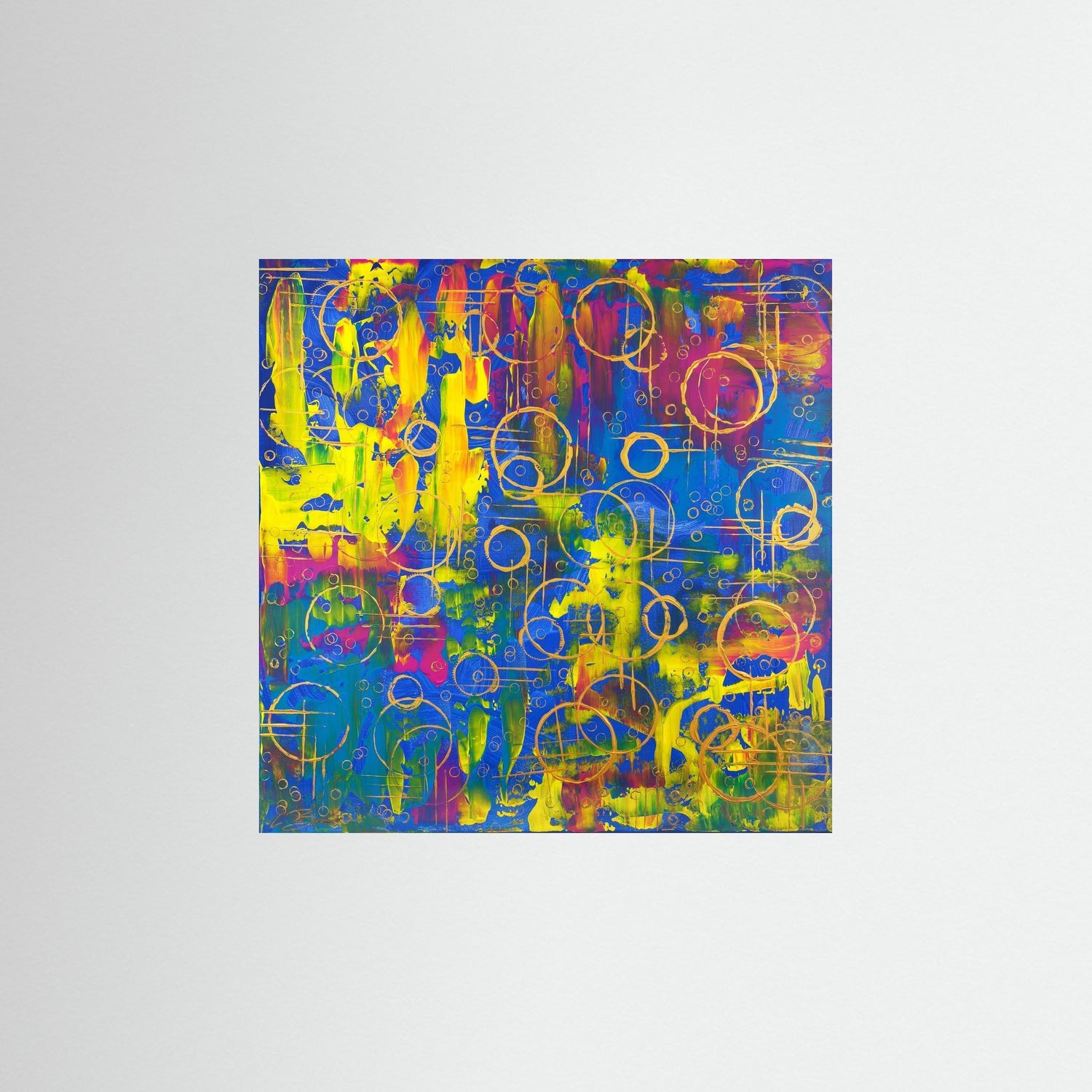 Kunstwerk &quot;Dreaming in Bubbles&quot; - Poster-Druck im Holz-Rahmen