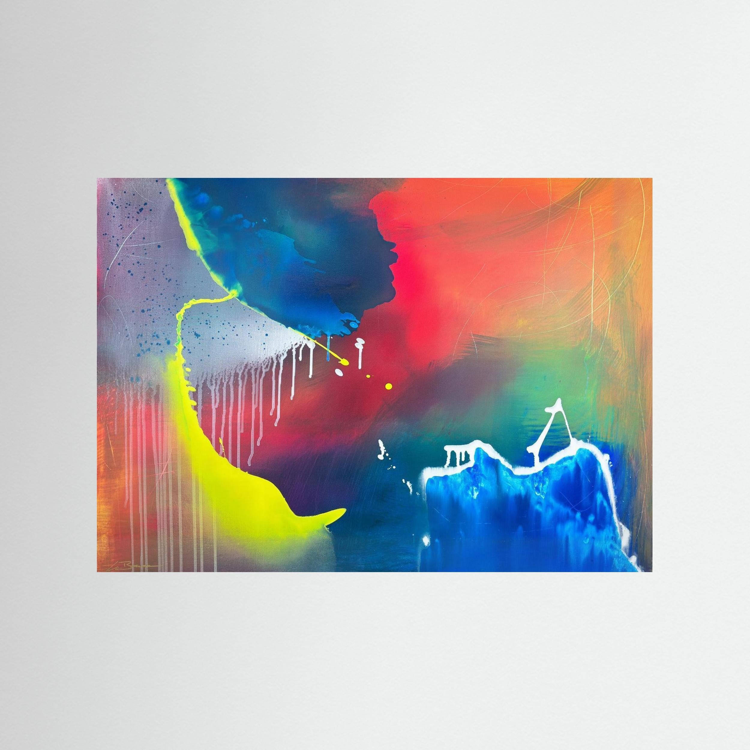 Kunstwerk &quot;The Ozean&quot; - Poster-Druck im Holz-Rahmen