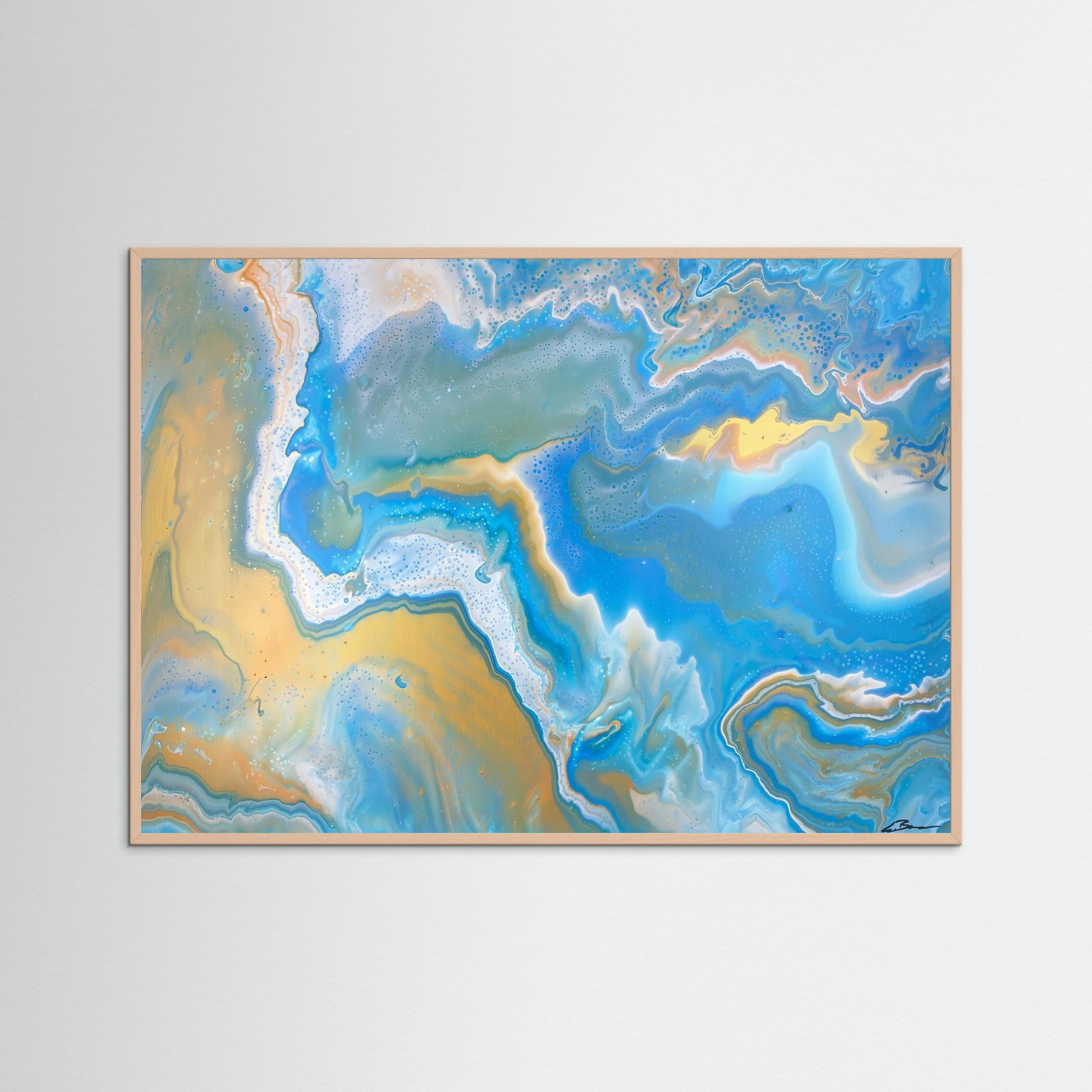 Kunstwerk &quot;Karibik I&quot; - Poster-Druck im Holz-Rahmen