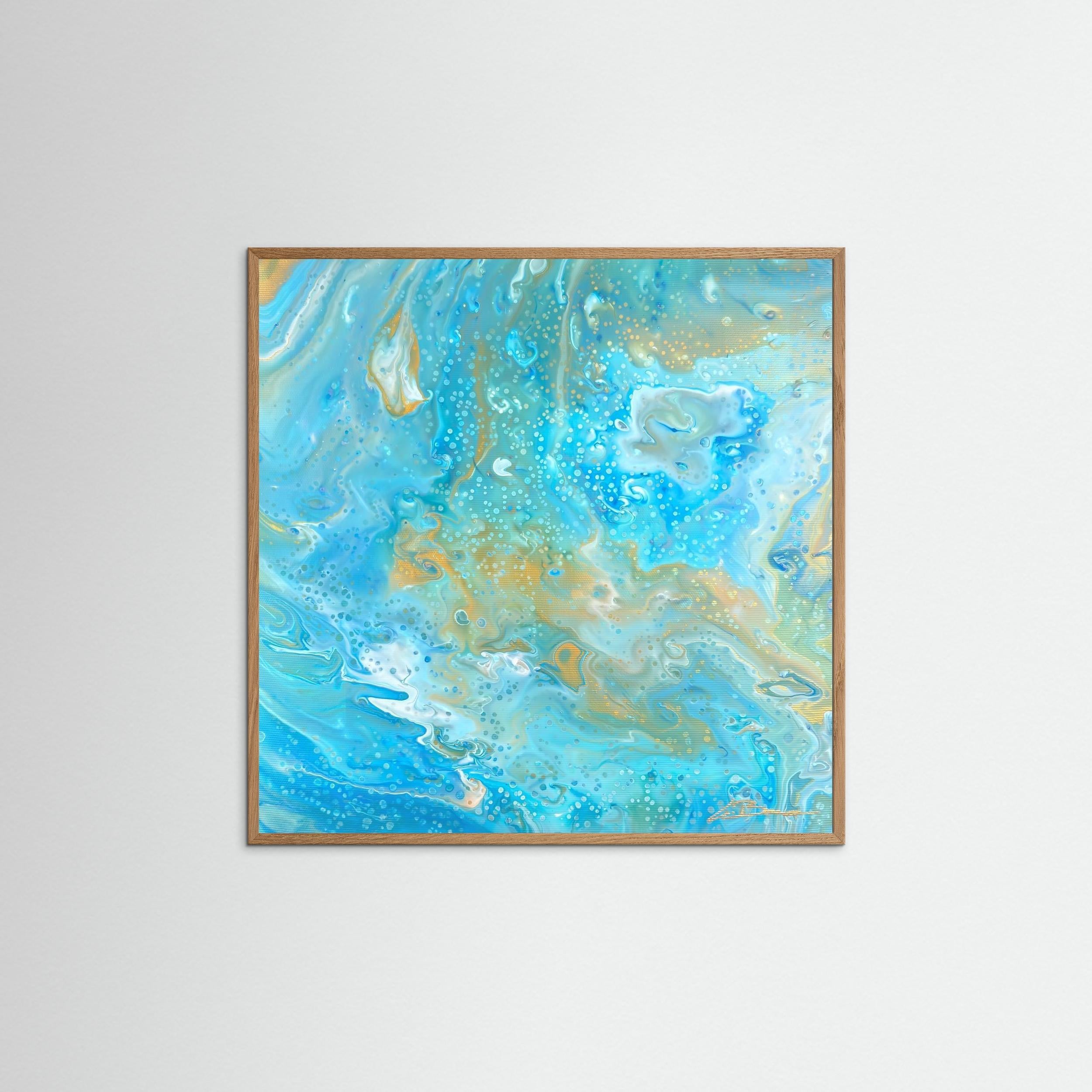 Kunstwerk &quot;Karibik IV&quot; - Poster-Druck im Holz-Rahmen