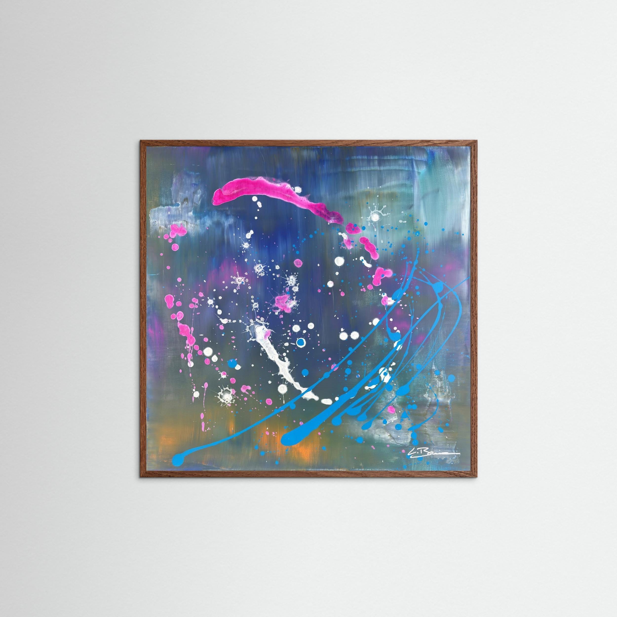 Kunstwerk &quot;Innerer Kosmos&quot; - Poster-Druck im Holz-Rahmen